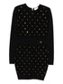 Elisabetta Franchi Long-Sleeved Quilted Dress with Gold Embellishments Black Black