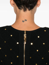 Elisabetta Franchi Long-Sleeved Quilted Dress with Gold Embellishments Black Black
