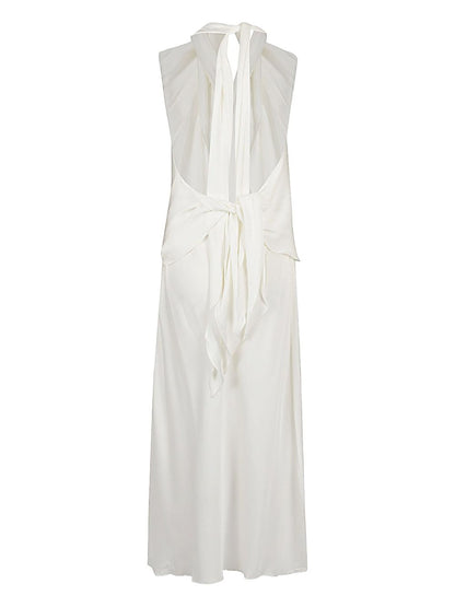 Silk95Five Open-Back Silk Mini Dress White
