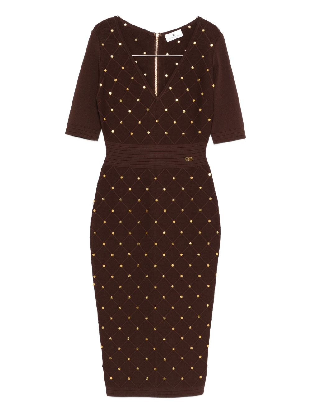 Elisabetta Franchi Long-Sleeve Draped Midi Dress Bordeaux Bordeaux