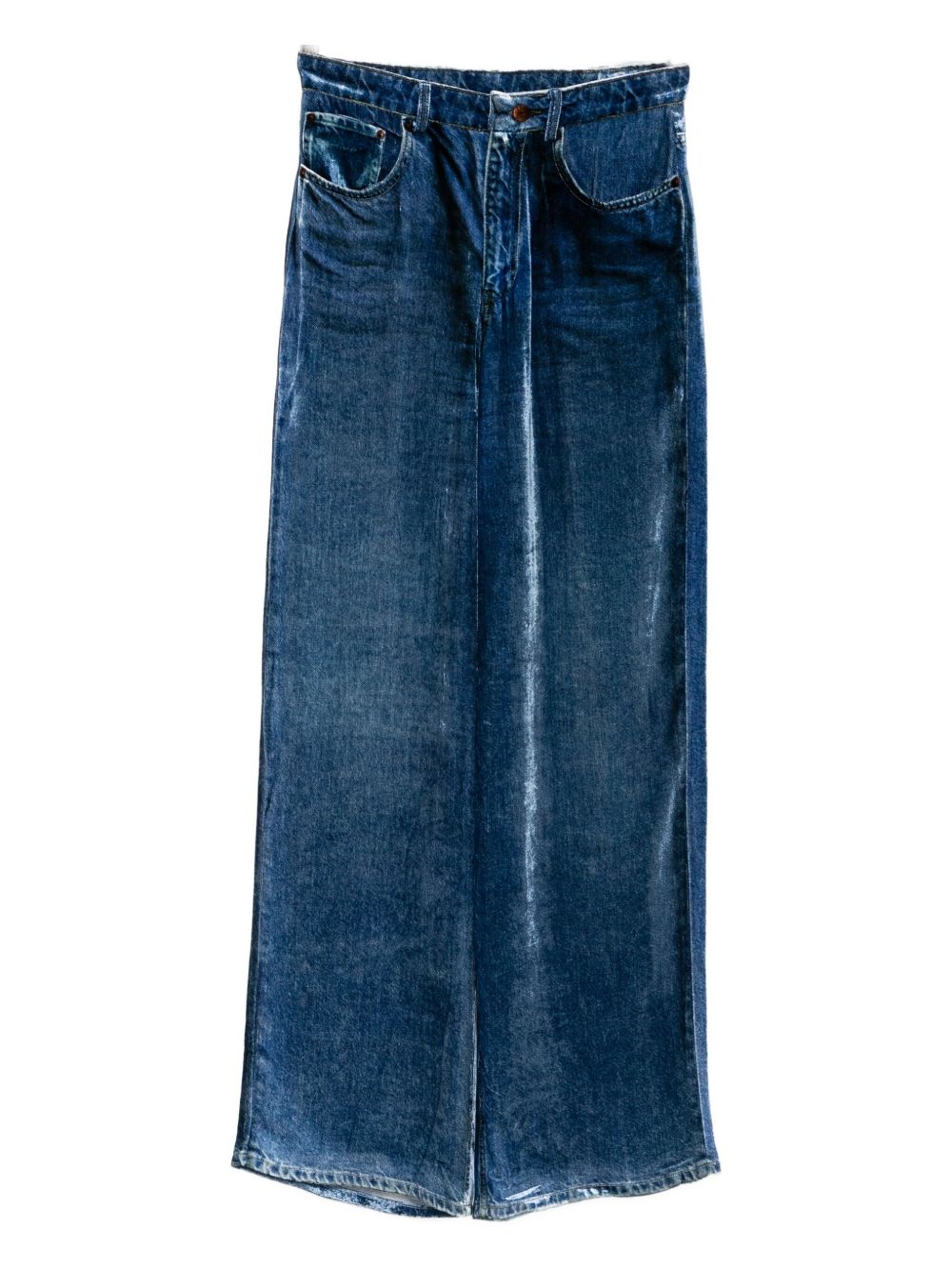 Pierre Louis Mascia Denim Print Straight-Leg Trousers Blue