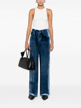 Pierre Louis Mascia Denim Print Straight-Leg Trousers Blue