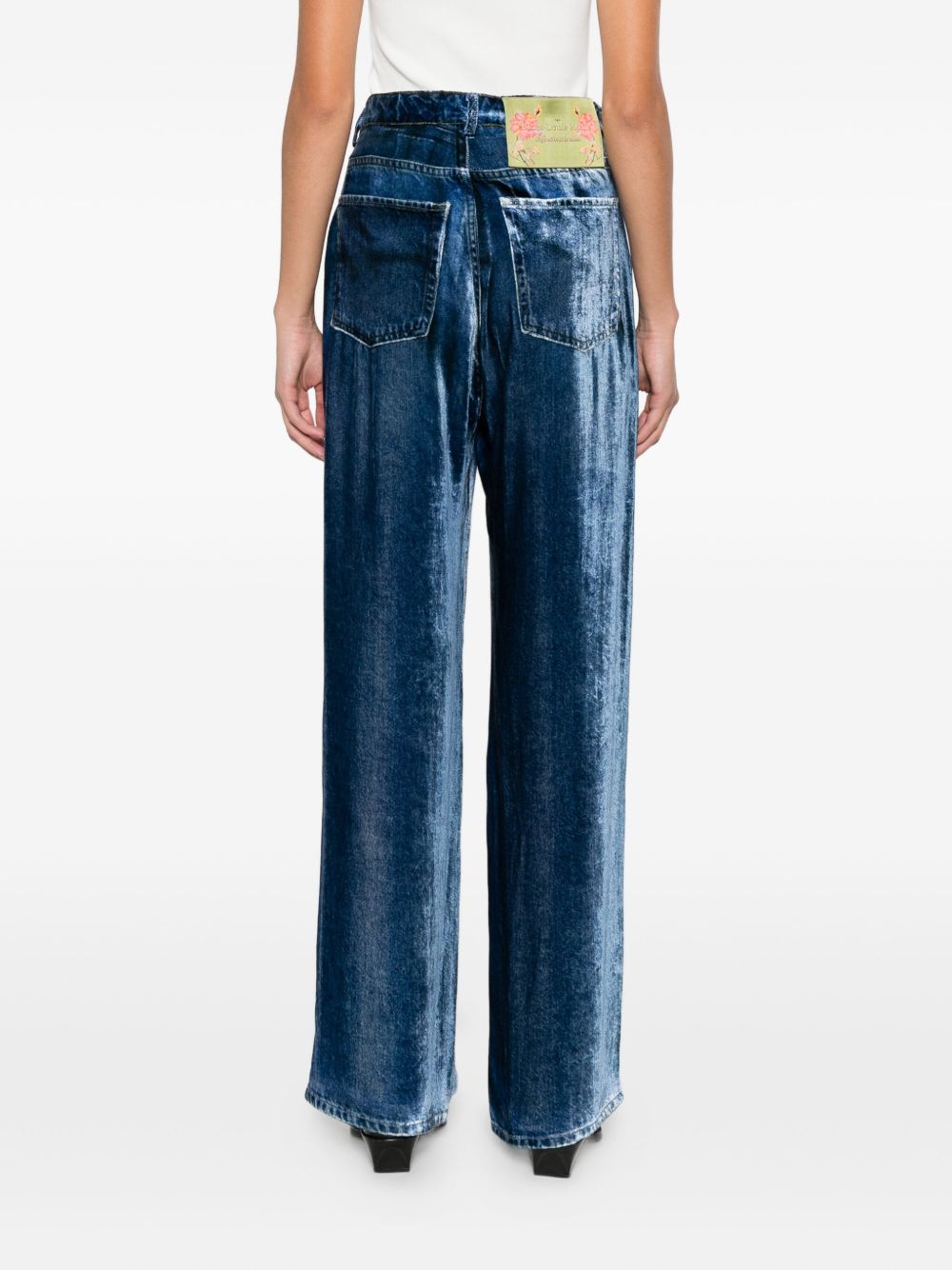 Pierre Louis Mascia Denim Print Straight-Leg Trousers Blue