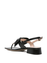 Valentino Garavani Bow Leather Thong Sandals Black
