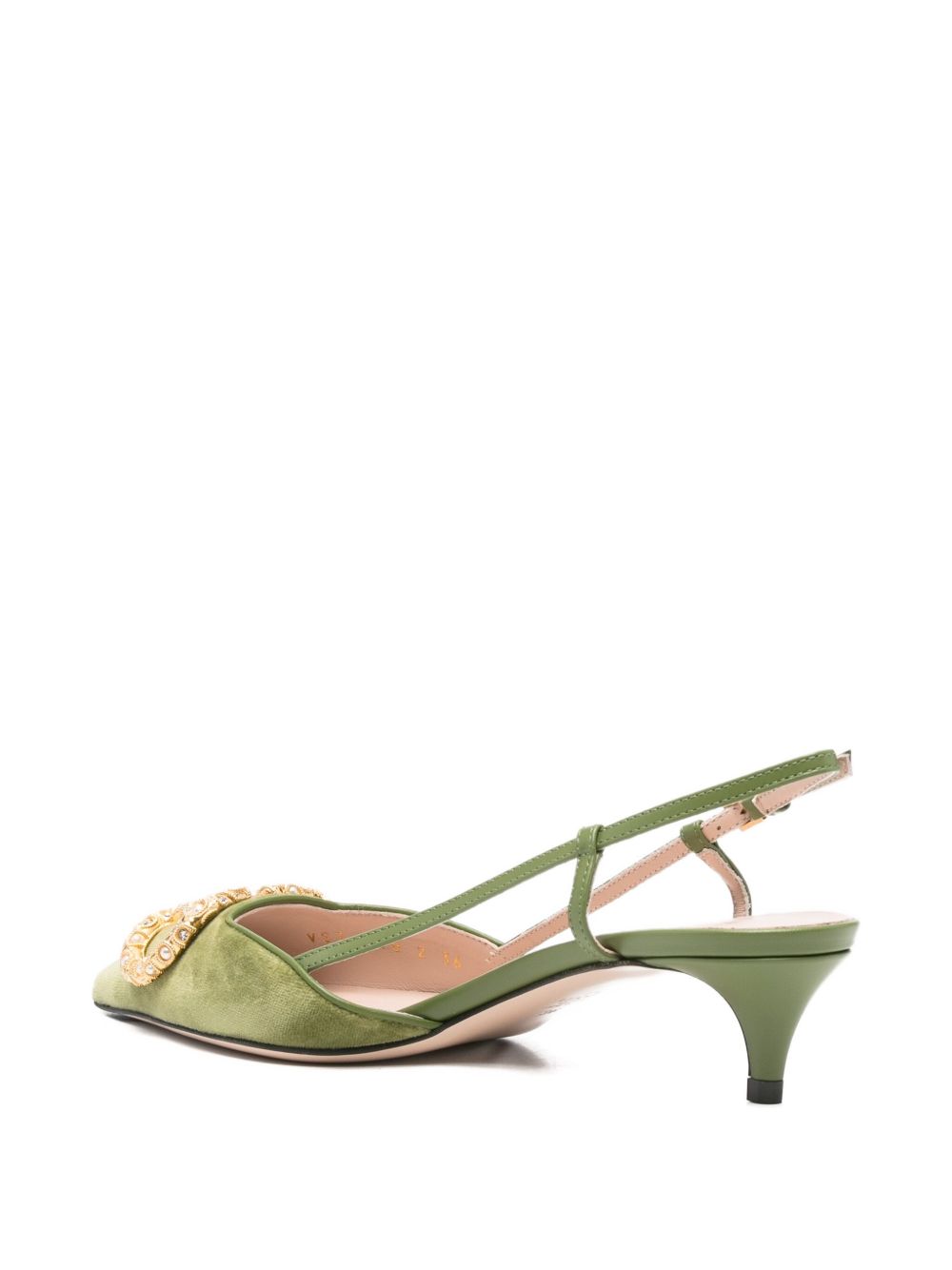 Valentino Garavani VLogo Signature Velvet Slingback Medium-Heel Pumps Green