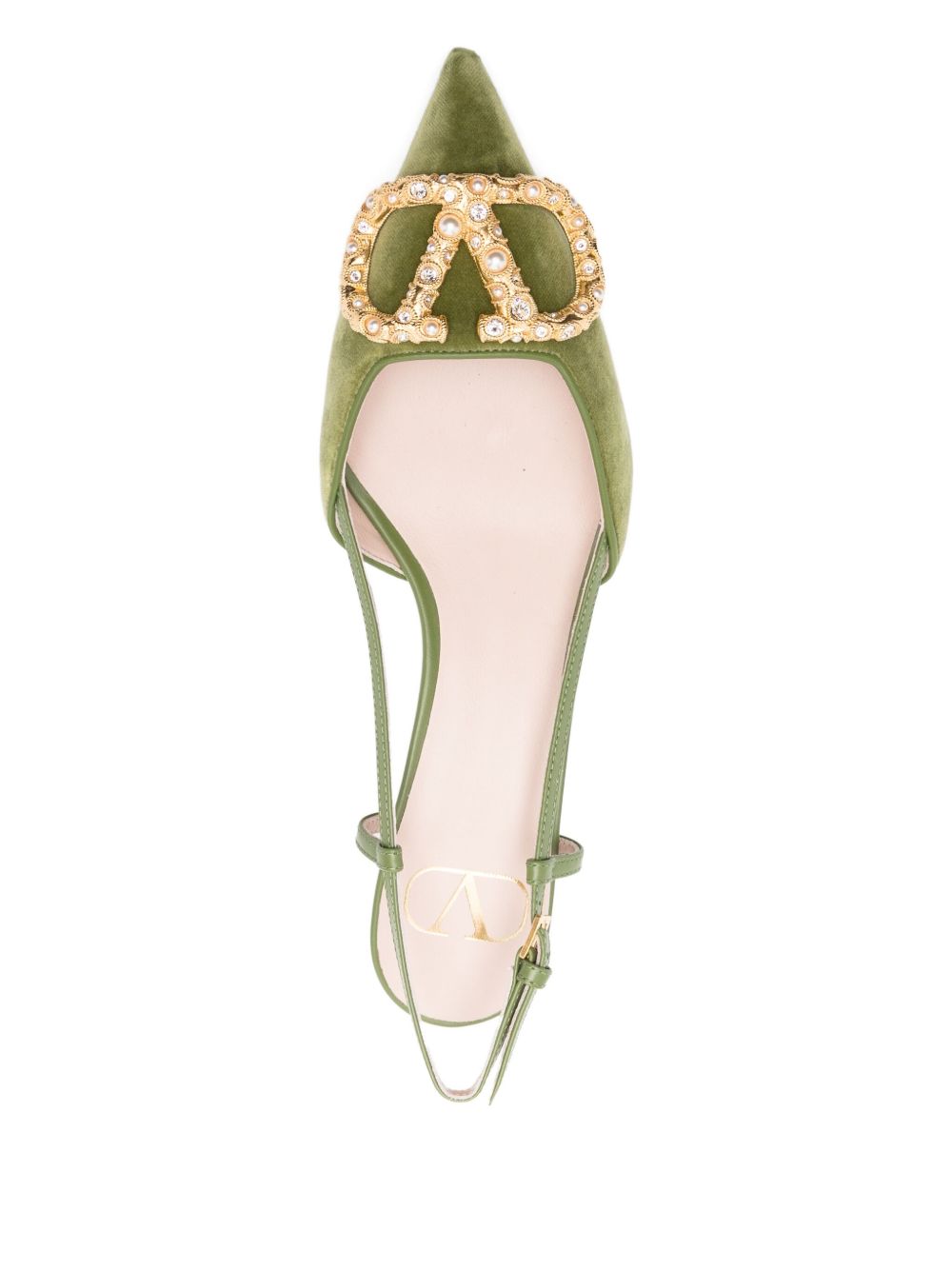 Valentino Garavani VLogo Signature Velvet Slingback Medium-Heel Pumps Green