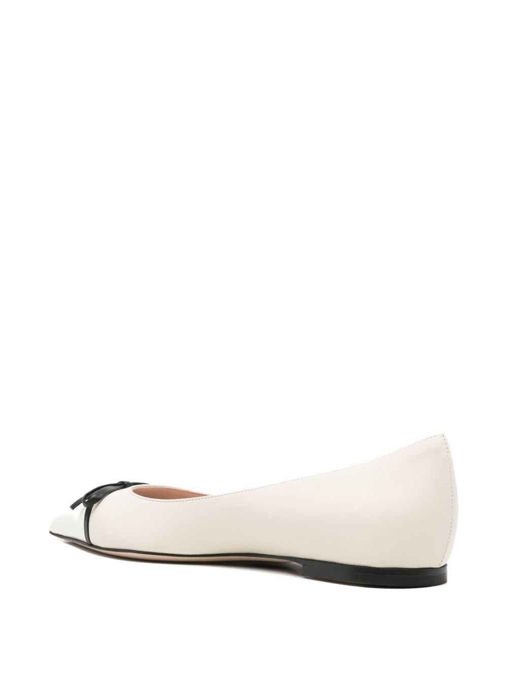 Valentino Garavani Flat Pointed-Toe Leather Ballets Ivory