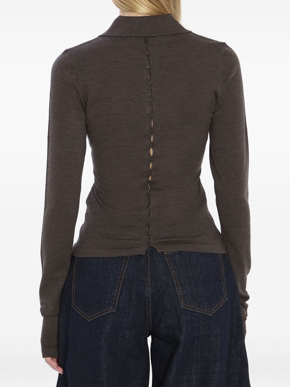 JACQUEMUS Merino Wool Polo Shirt Brown