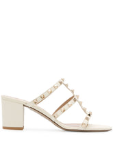Valentino Garavani Rockstud Silk and Nylon Sandals Ivory