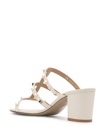 Valentino Garavani Rockstud Silk and Nylon Sandals Ivory