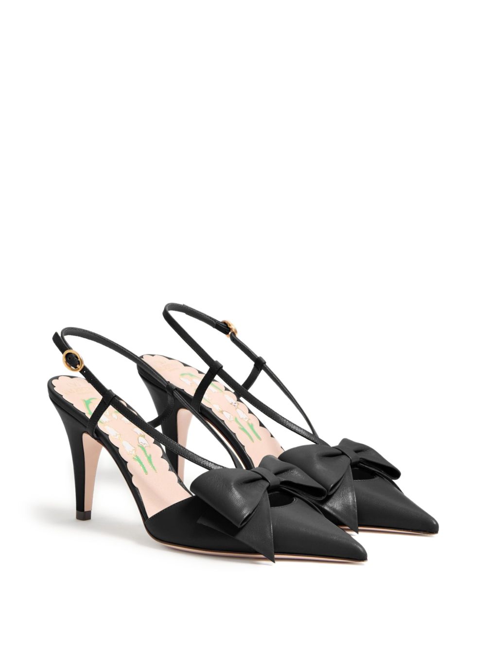 Valentino Garavani Pointed Toe Kid Leather Stiletto Pumps Black black