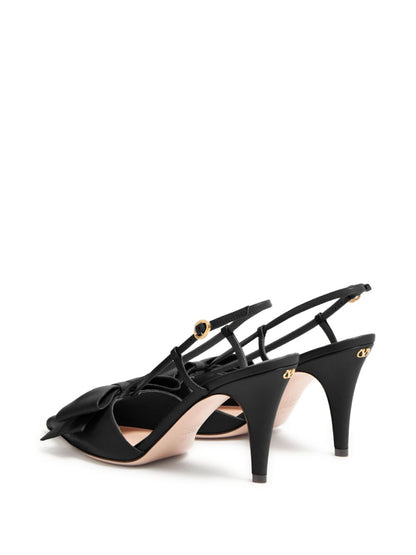 Valentino Garavani Pointed Toe Kid Leather Stiletto Pumps Black black
