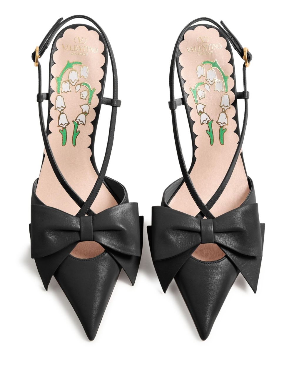Valentino Garavani Pointed Toe Kid Leather Stiletto Pumps Black black