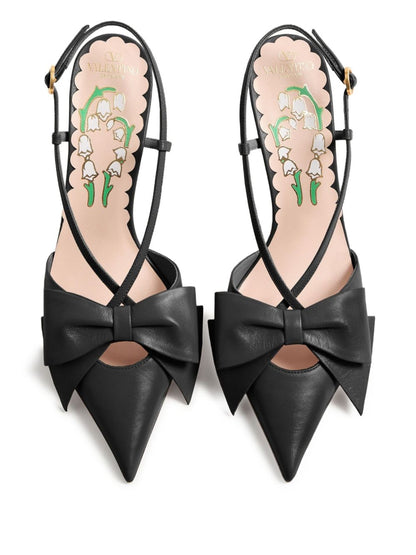 Valentino Garavani Pointed Toe Kid Leather Stiletto Pumps Black black