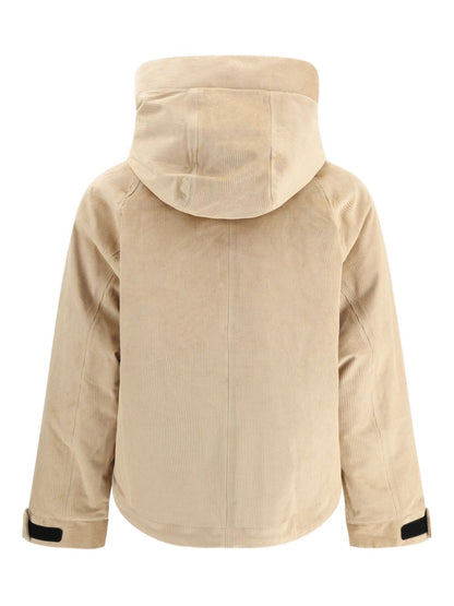 Woolrich Corduroy Hooded Snap-Fastening Jacket Beige