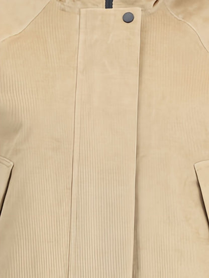 Woolrich Corduroy Hooded Snap-Fastening Jacket Beige