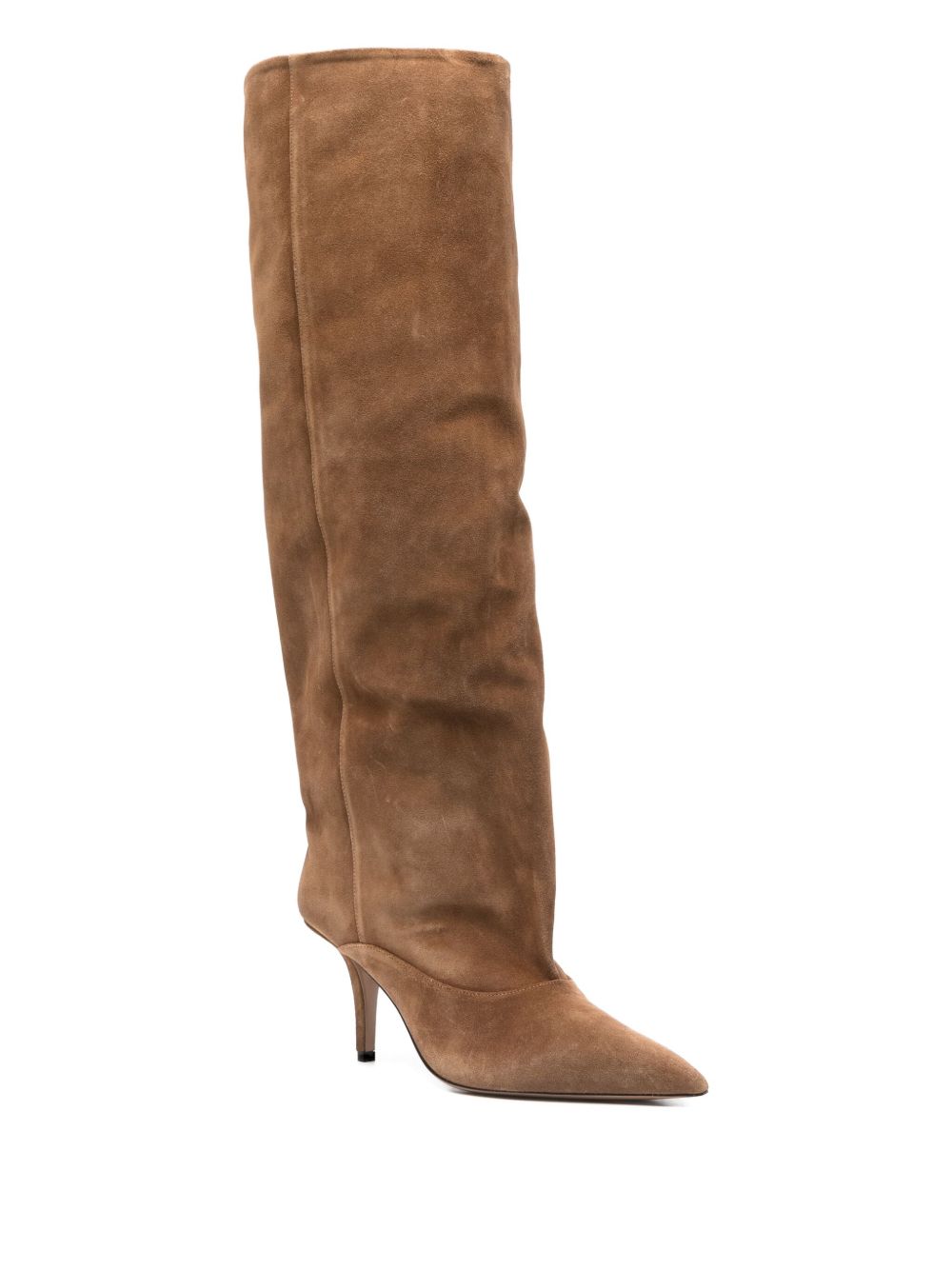Paris Texas Ines Suede Slouchy Pointed-Toe Boots Leather Brown