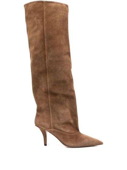 Paris Texas Ines Suede Slouchy Pointed-Toe Boots Leather Brown