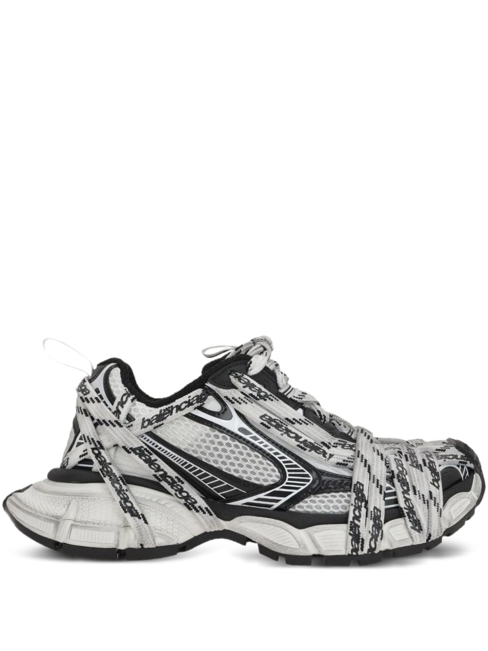 Balenciaga 3XL Mesh Panel Logo-Print Wrap Sneakers White