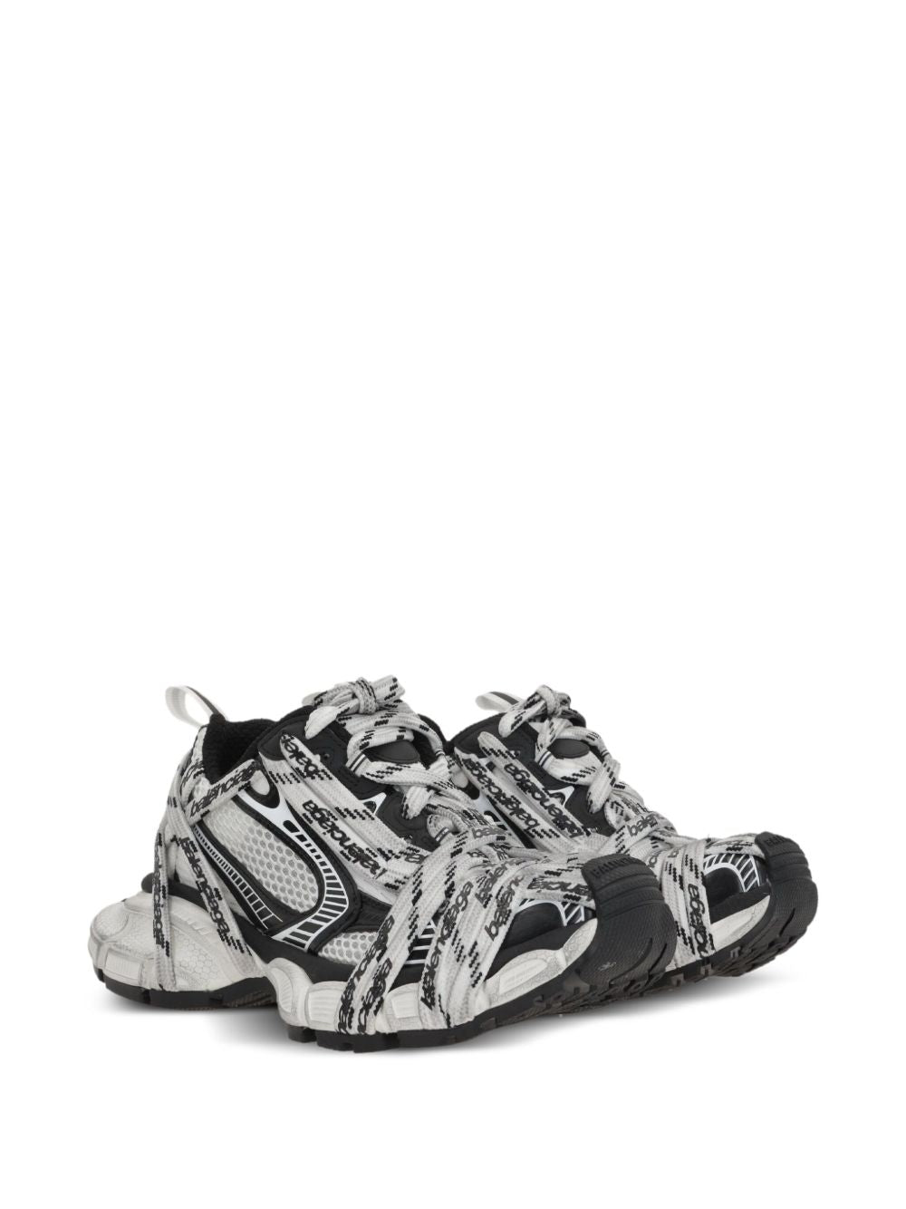 Balenciaga 3XL Mesh Panel Logo-Print Wrap Sneakers White