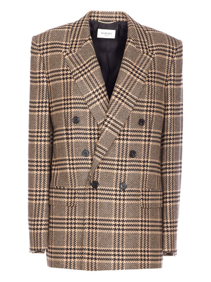 Saint Laurent Double-Breasted Wool-Blend Jacket Black