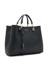 Emporio Armani MyEA Medium Black Pebbled-Leather Shopper Bag Black