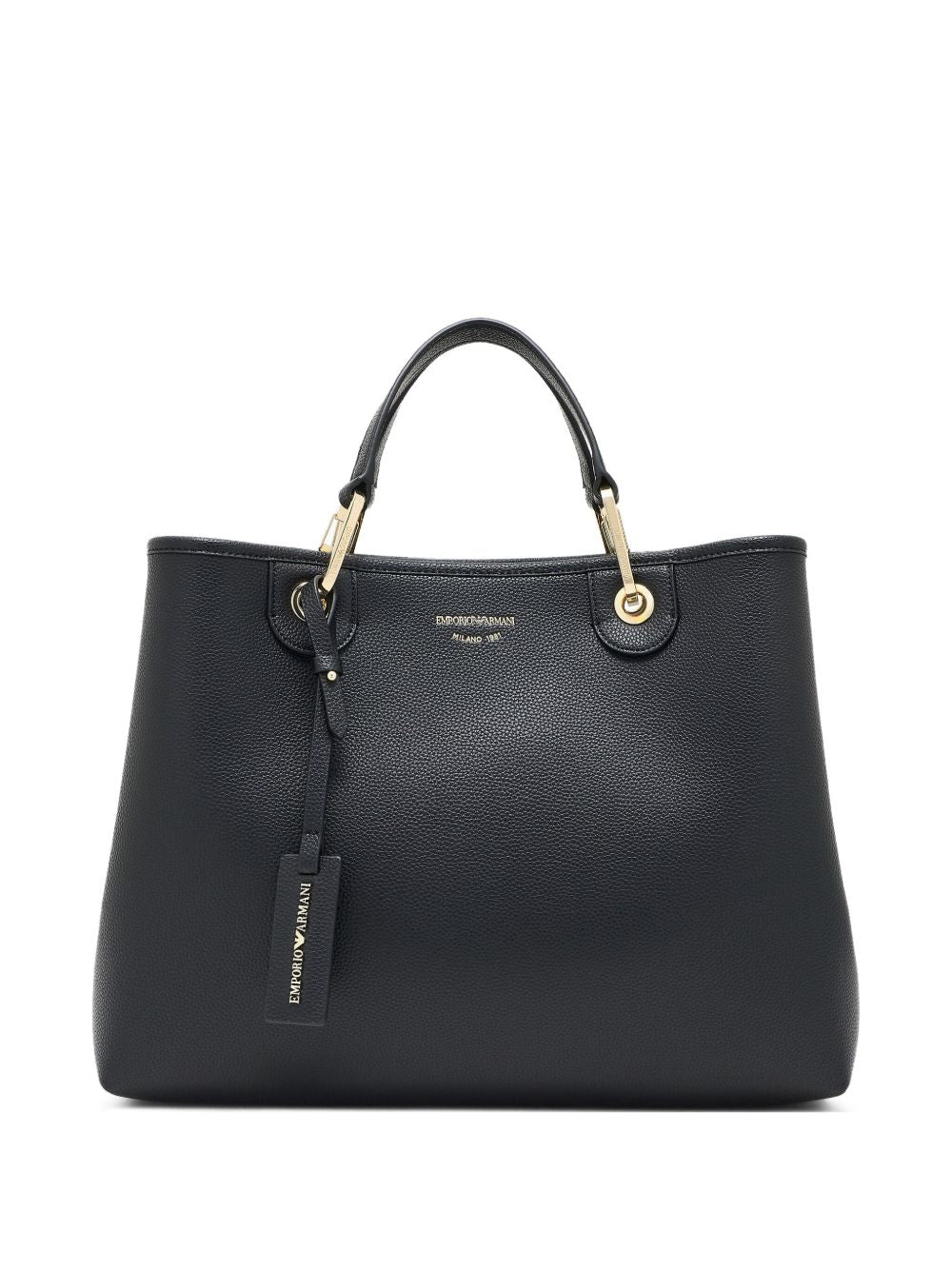 Emporio Armani MyEA Medium Black Pebbled-Leather Shopper Bag Black