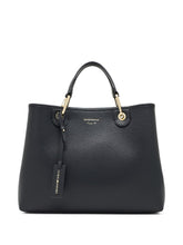Emporio Armani MyEA Medium Black Pebbled-Leather Shopper Bag Black