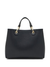 Emporio Armani MyEA Medium Black Pebbled-Leather Shopper Bag Black