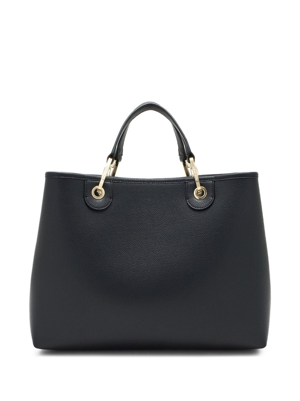 Emporio Armani MyEA Medium Black Pebbled-Leather Shopper Bag Black