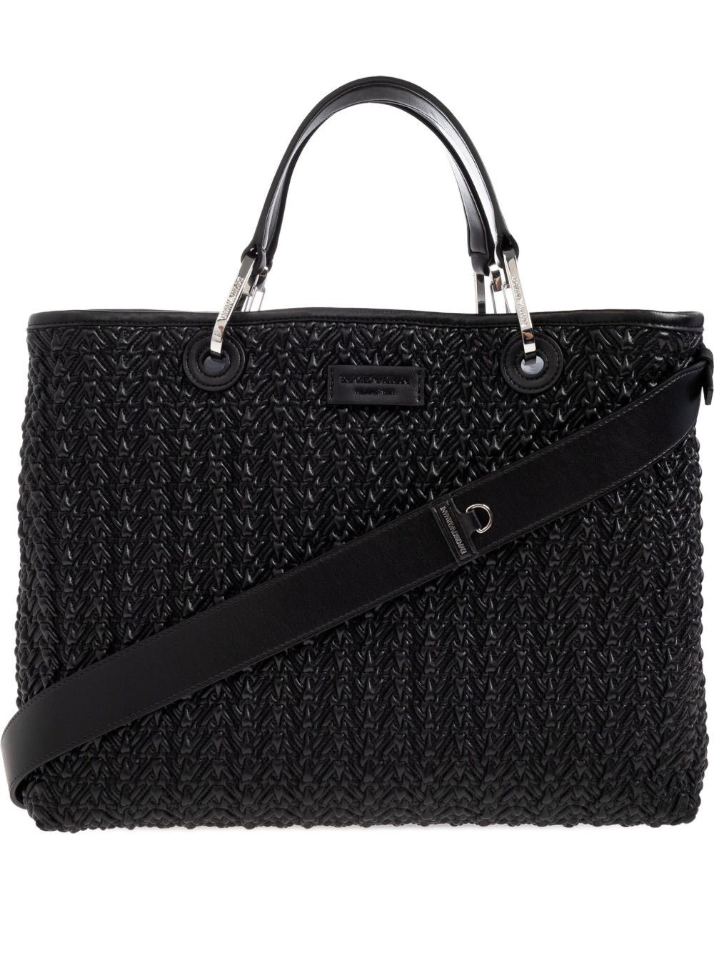Emporio Armani MyEA Medium Black Shopper Bag with Adjustable Strap Black