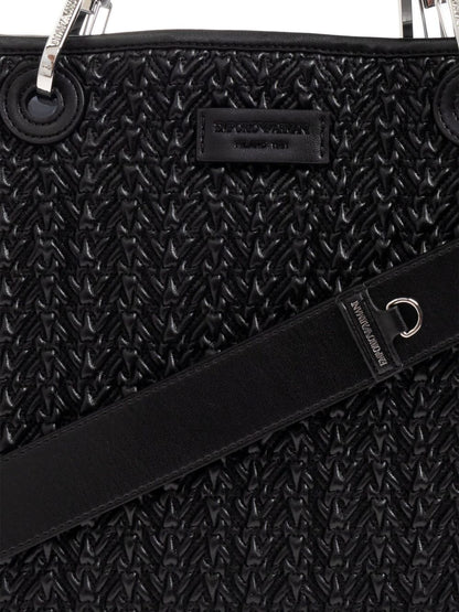 Emporio Armani MyEA Medium Black Shopper Bag with Adjustable Strap Black