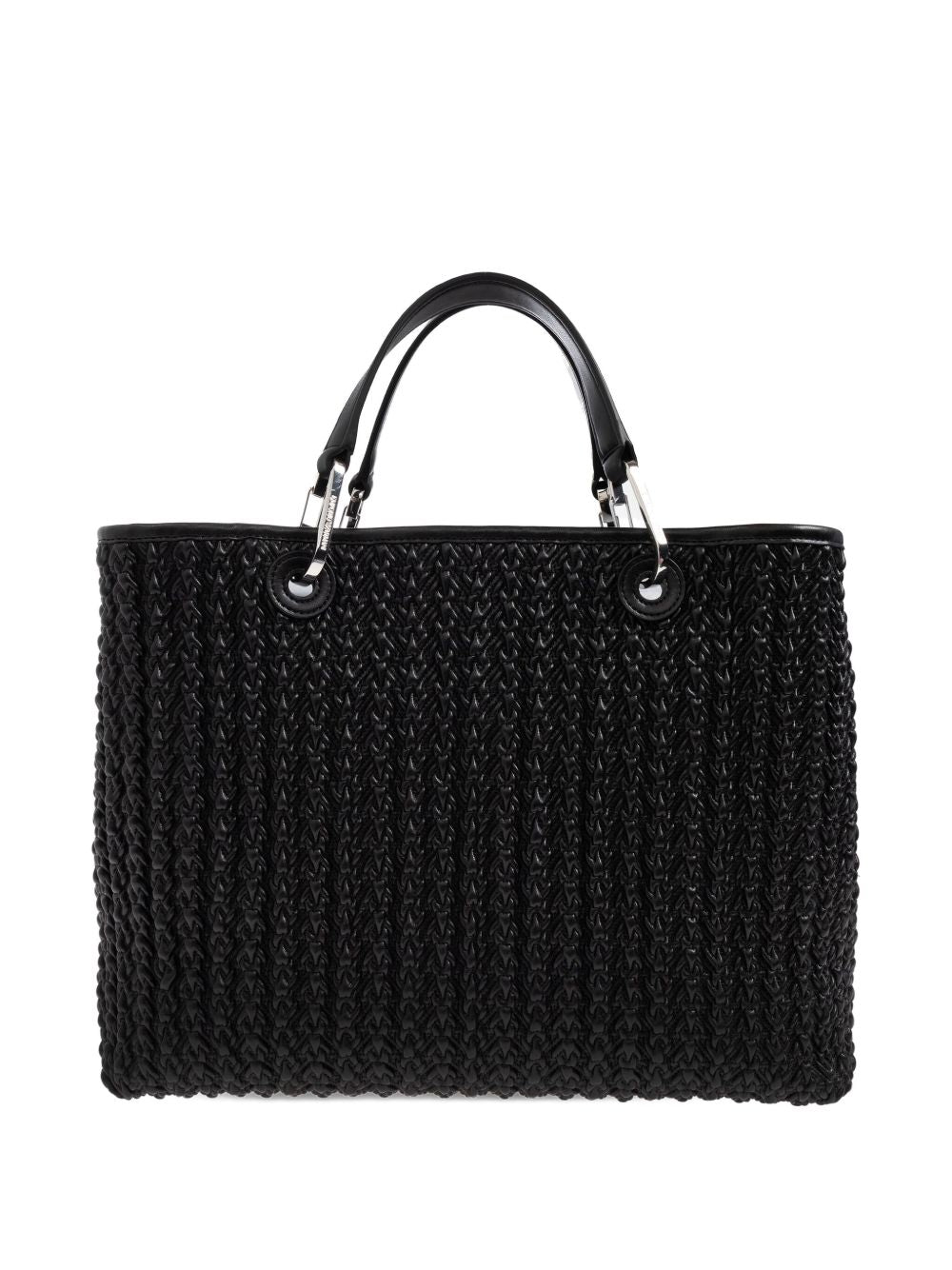 Emporio Armani MyEA Medium Black Shopper Bag with Adjustable Strap Black