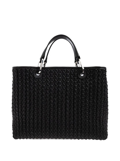Emporio Armani MyEA Medium Black Shopper Bag with Adjustable Strap Black