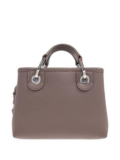 Emporio Armani Small Logo-Plaque Top-Handle Tote Bag Dove Grey