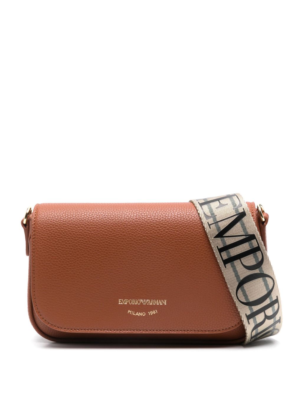 Emporio Armani Mini Shoulder Bag in Leather Brown