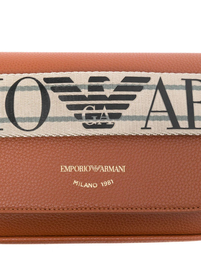 Emporio Armani Mini Shoulder Bag in Leather Brown
