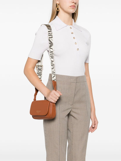 Emporio Armani Mini Shoulder Bag in Leather Brown
