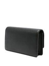 Emporio Armani Mini Leather Clutch with Gold Logo and Chain Strap Black