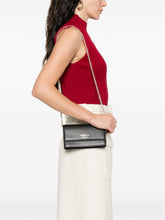 Emporio Armani Mini Leather Clutch with Gold Logo and Chain Strap Black