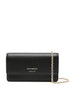 Emporio Armani Mini Leather Clutch with Gold Logo and Chain Strap Black