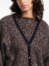 Emporio Armani Leopard-Pattern V-Neck Wool-Blend Cardigan Black black