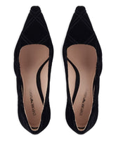 Emporio Armani Quilted Velvet Pointed Toe High Heels Black