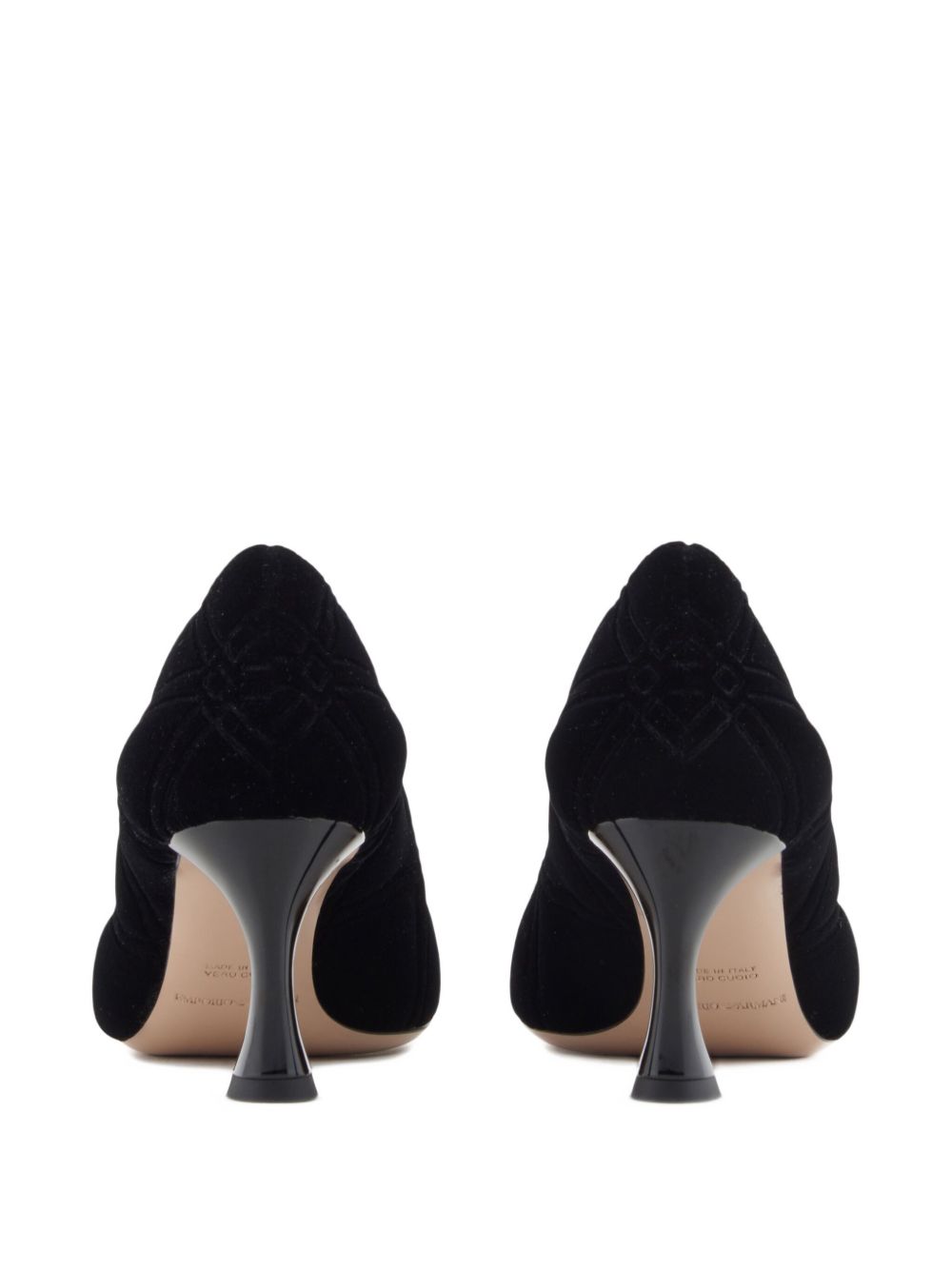Emporio Armani Quilted Velvet Pointed Toe High Heels Black