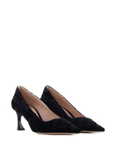 Emporio Armani Quilted Velvet Pointed Toe High Heels Black