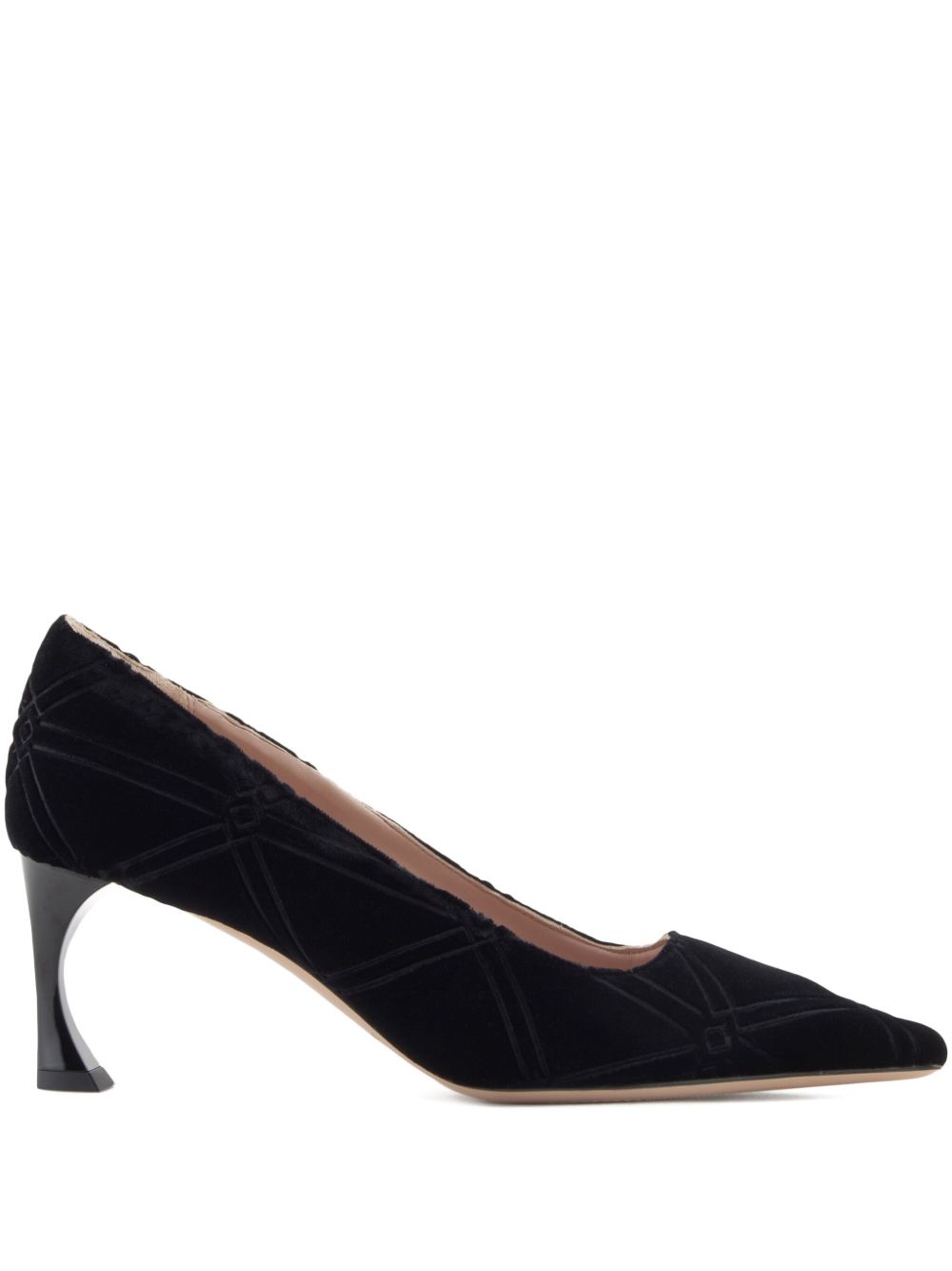 Emporio Armani Quilted Velvet Pointed Toe High Heels Black