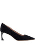 Emporio Armani Quilted Velvet Pointed Toe High Heels Black