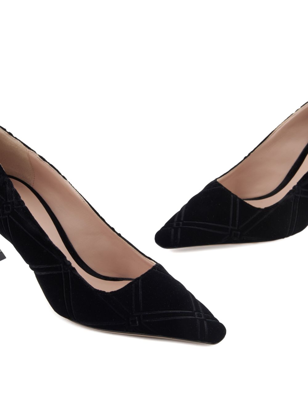 Emporio Armani Quilted Velvet Pointed Toe High Heels Black