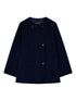 Emporio Armani Double-breasted Wool and Cashmere Coat Navy Blue Blue