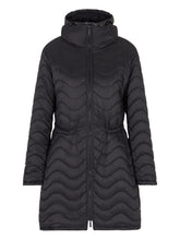 Emporio Armani Wave-Quilted Hooded Midi Down Jacket Black
